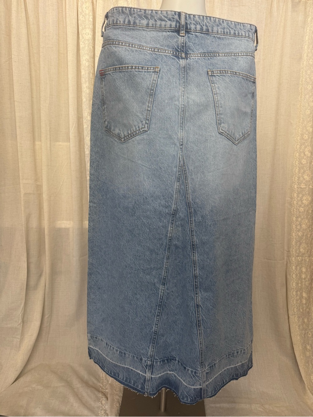 BDG Light Blue Straight Denim Jeans Maxi Skirt Festival summer Nostalgic - Picture 5 of 8